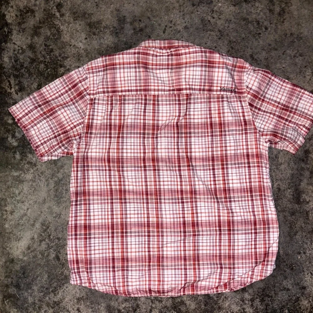 Marmot Shirt Mens 2XL Red White Plaid Nylon Short Sleeve Button Front Casual - Picture 12 of 12